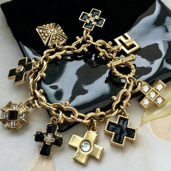 St. John Jewelry - Vintage St John Maltese cross designer couture 24 kt gold plated bracelet
